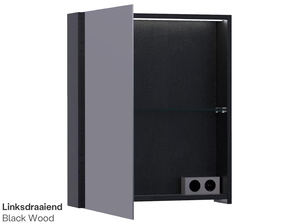Brauer Dual 60 Armoire de toilette en bois noir - 60 cm - gaucher