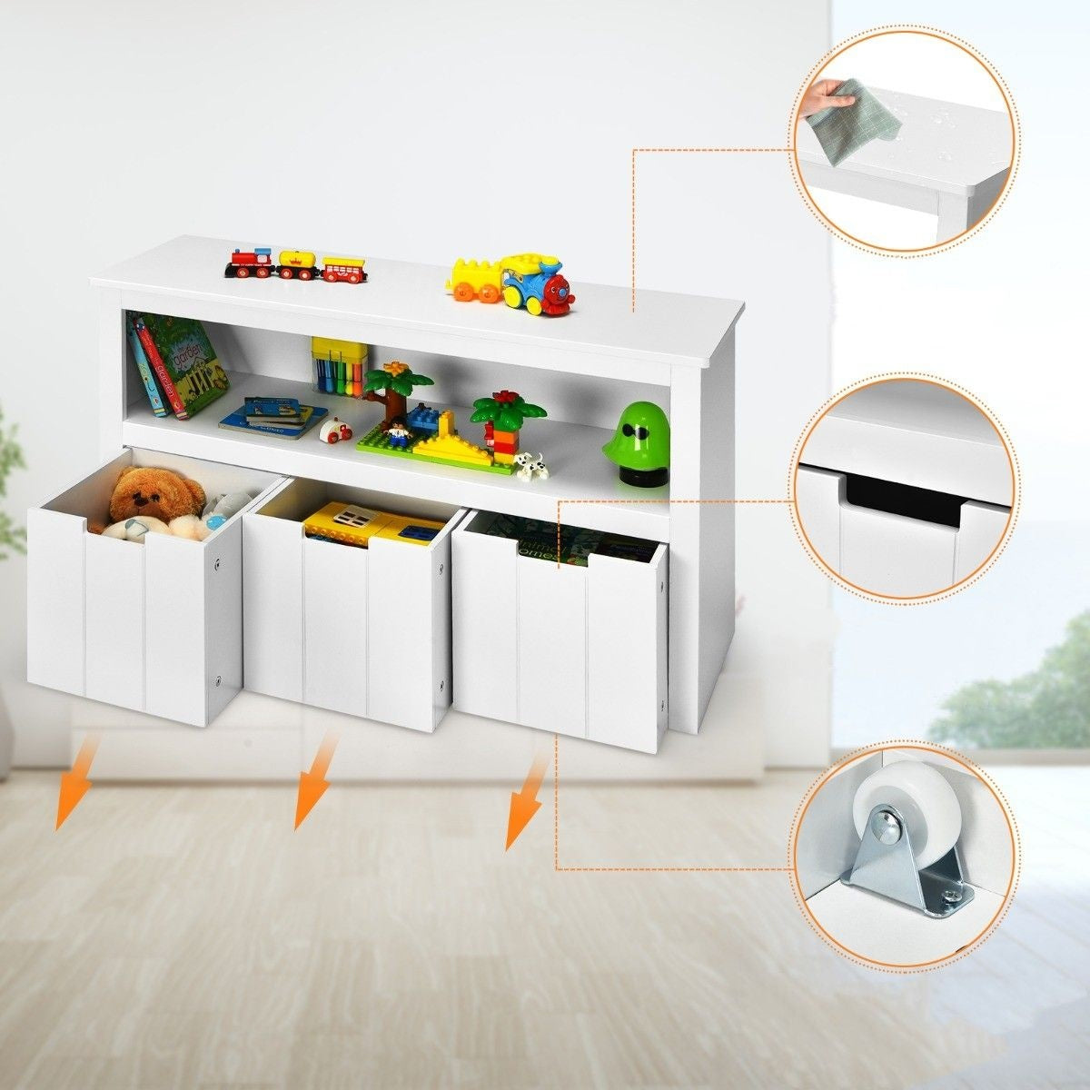 Meuble de rangement Coast avec 3 tiroirs - 101 x 33 x 62 cm - Blanc