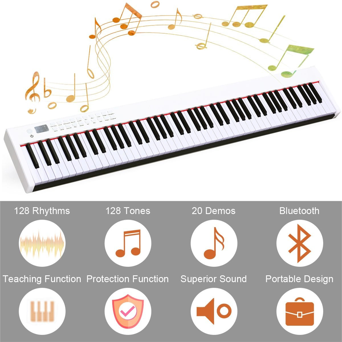 Coast Digital Piano with 88 Keys Portable Includes Bag - White