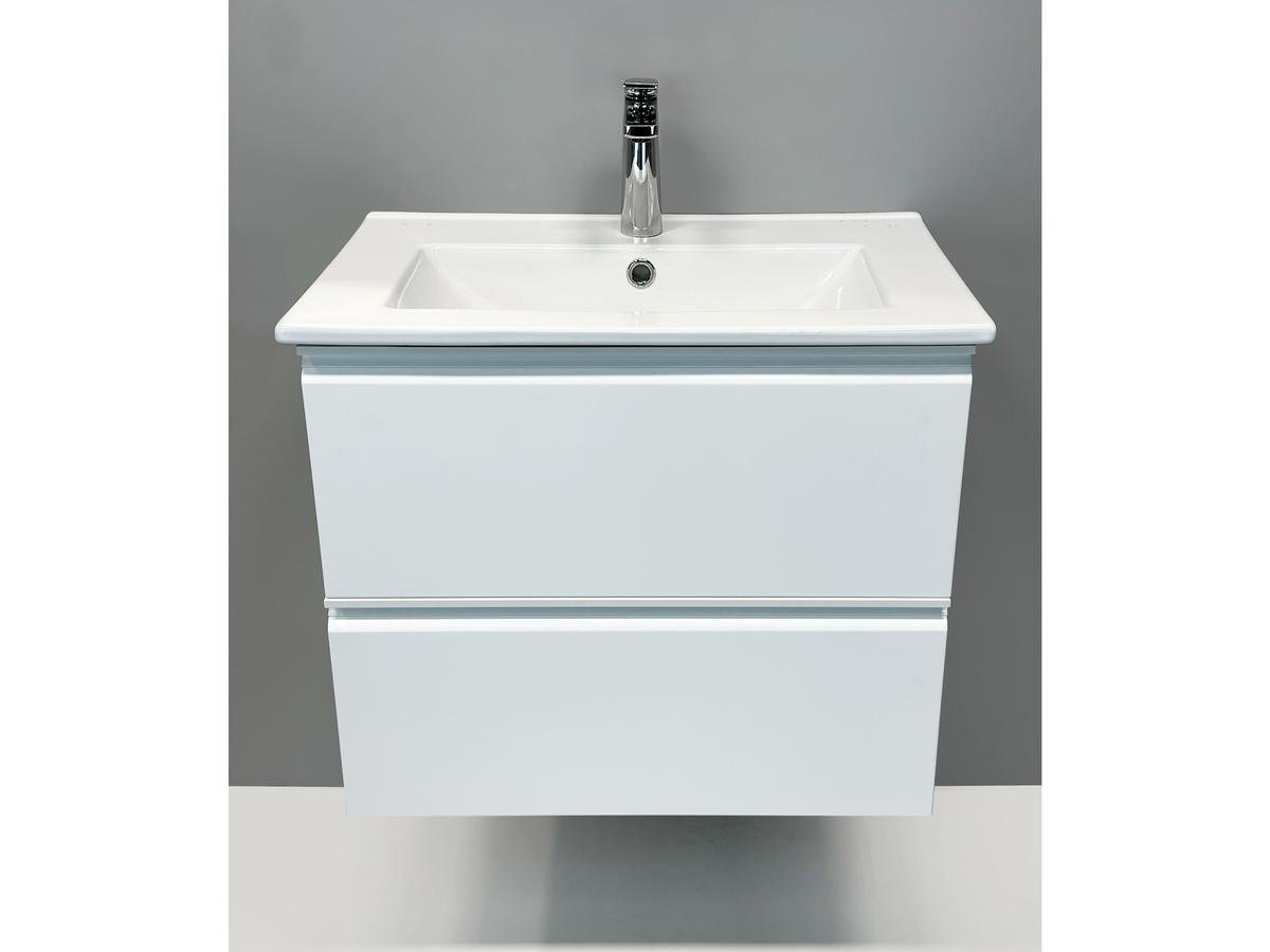 Kame Match Ensemble de meubles de salle de bains avec miroir - Blanc mat - 80x81 cm
