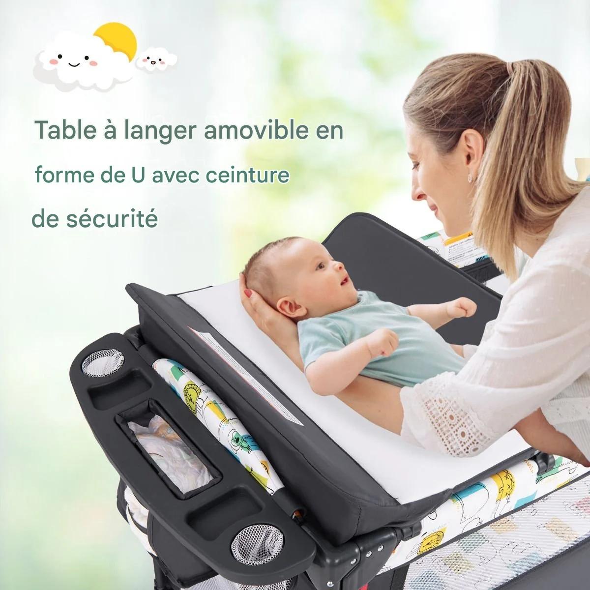 Lit de bébé multifonction Coast - 76 x 108.5 x 83 cm - Gris