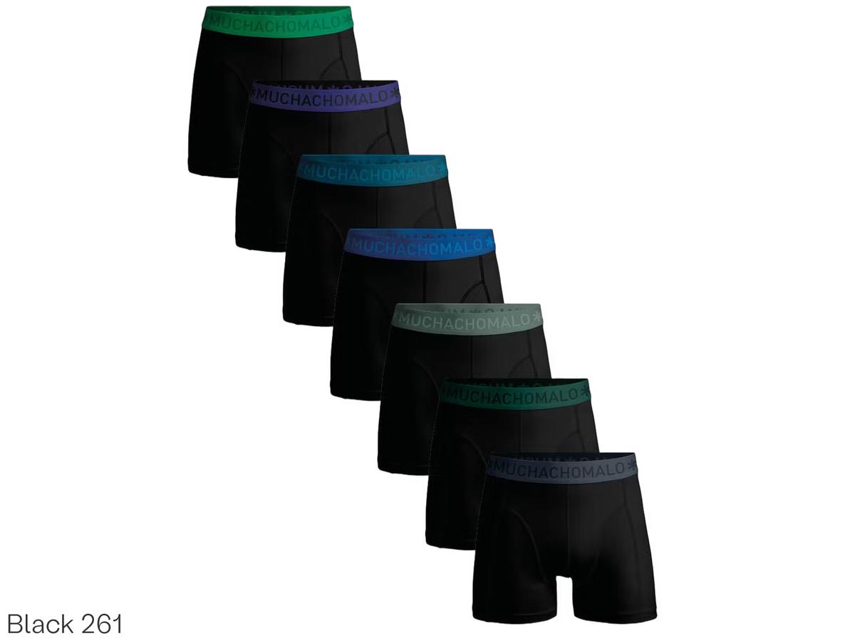 Muchachomalo Boxershorts solides Hommes 7-Pack - Noir - M