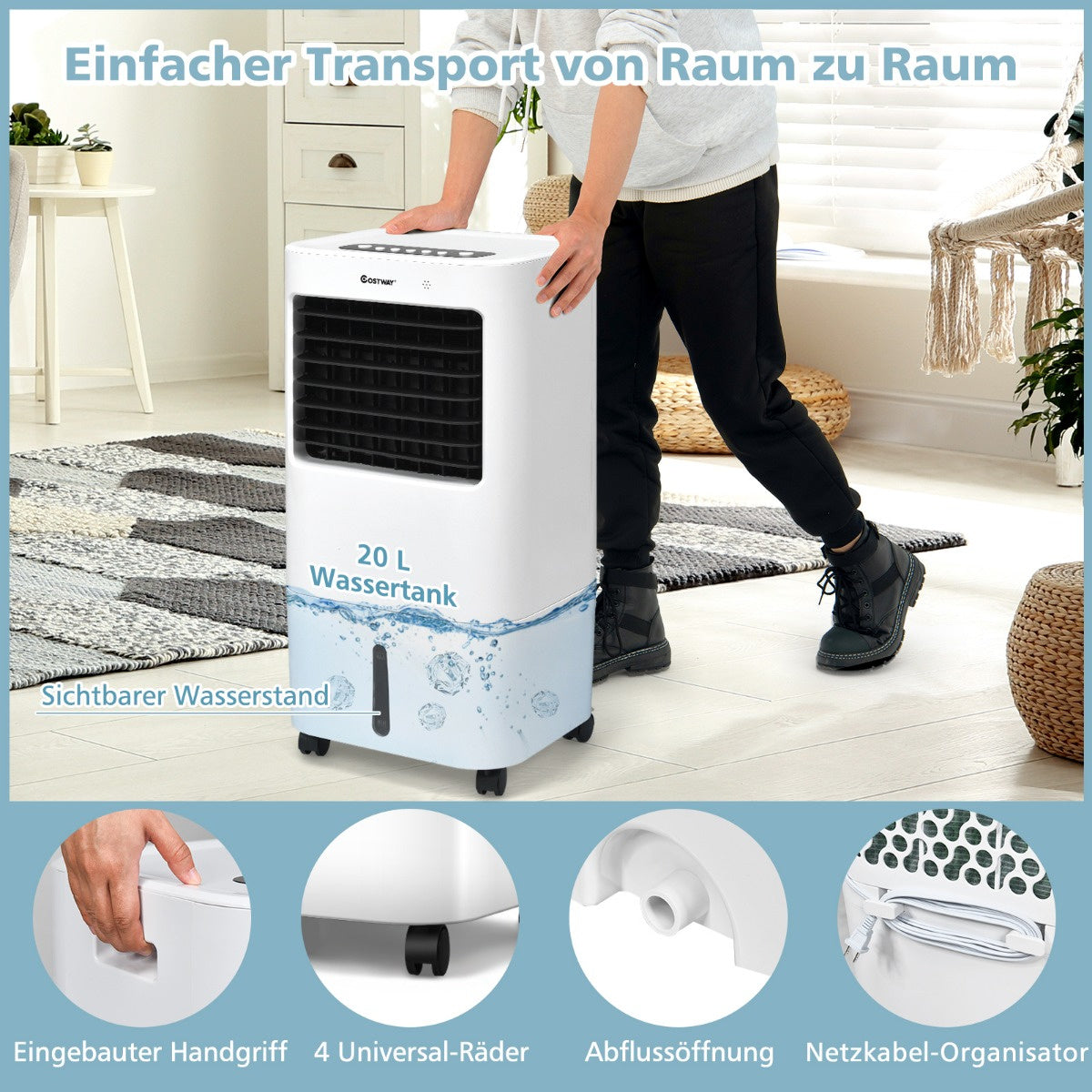 Refroidisseur d'air 3 en 1 - Coast - 37 x 32 x 74.5 cm - Blanc