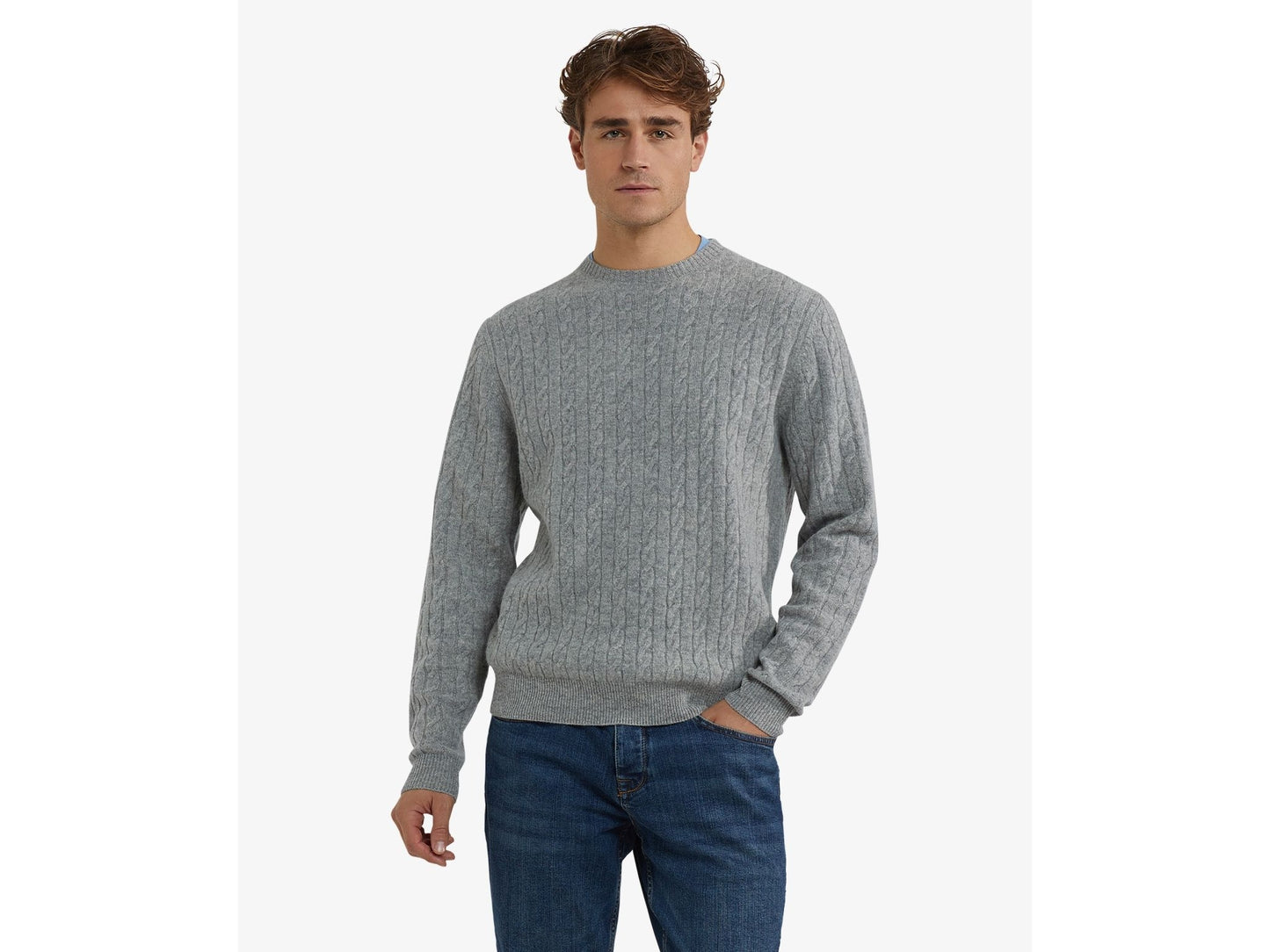 McGregor Cable Crew Neck Sweater Medium Grey Melange - Taille S