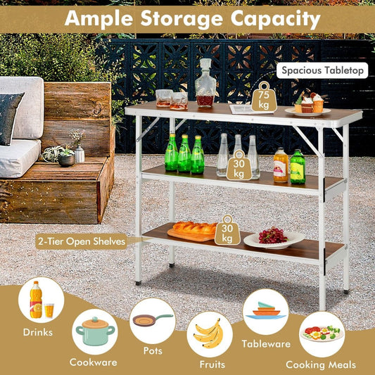 Table de camping pliable Coat - avec sac de transport - légère - 110 x 38 x 88 cm - marron/noir
