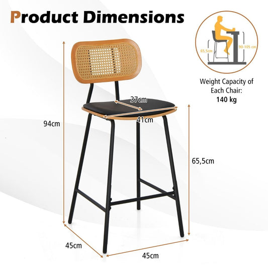 Coast Barstool Set of 2 - Max. 140 kg - Rotin - 45 x 45 x 94 cm - Rotin