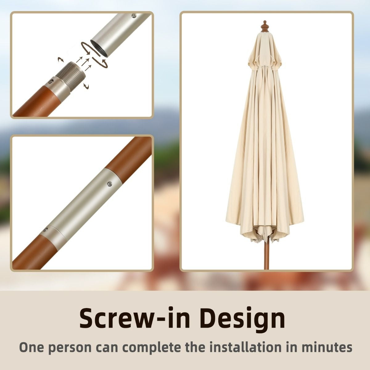 Parasol Coast avec 8 Balles inclinables - Beige - 270 cm