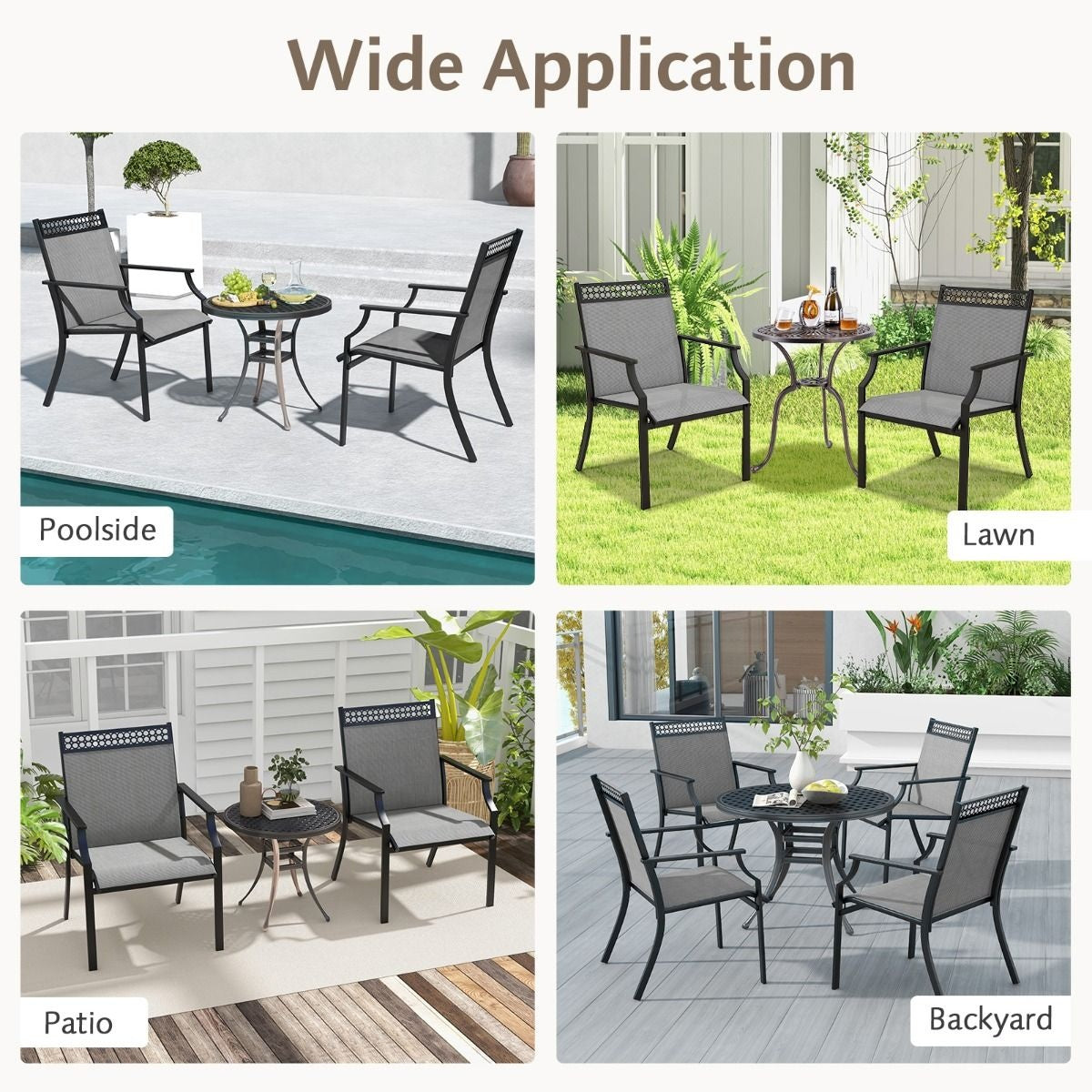 Chaises de jardin Coast - Lot de 2 - Noir - 66x61x90cm