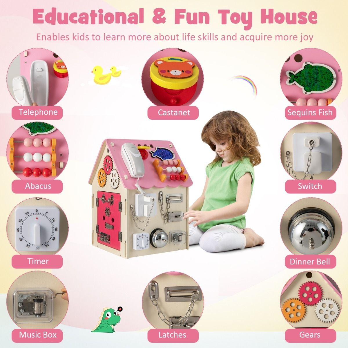 Maison de jouets éducatifs Coast avec jeux sensoriels Jouets sensoriels Montessori - Rose