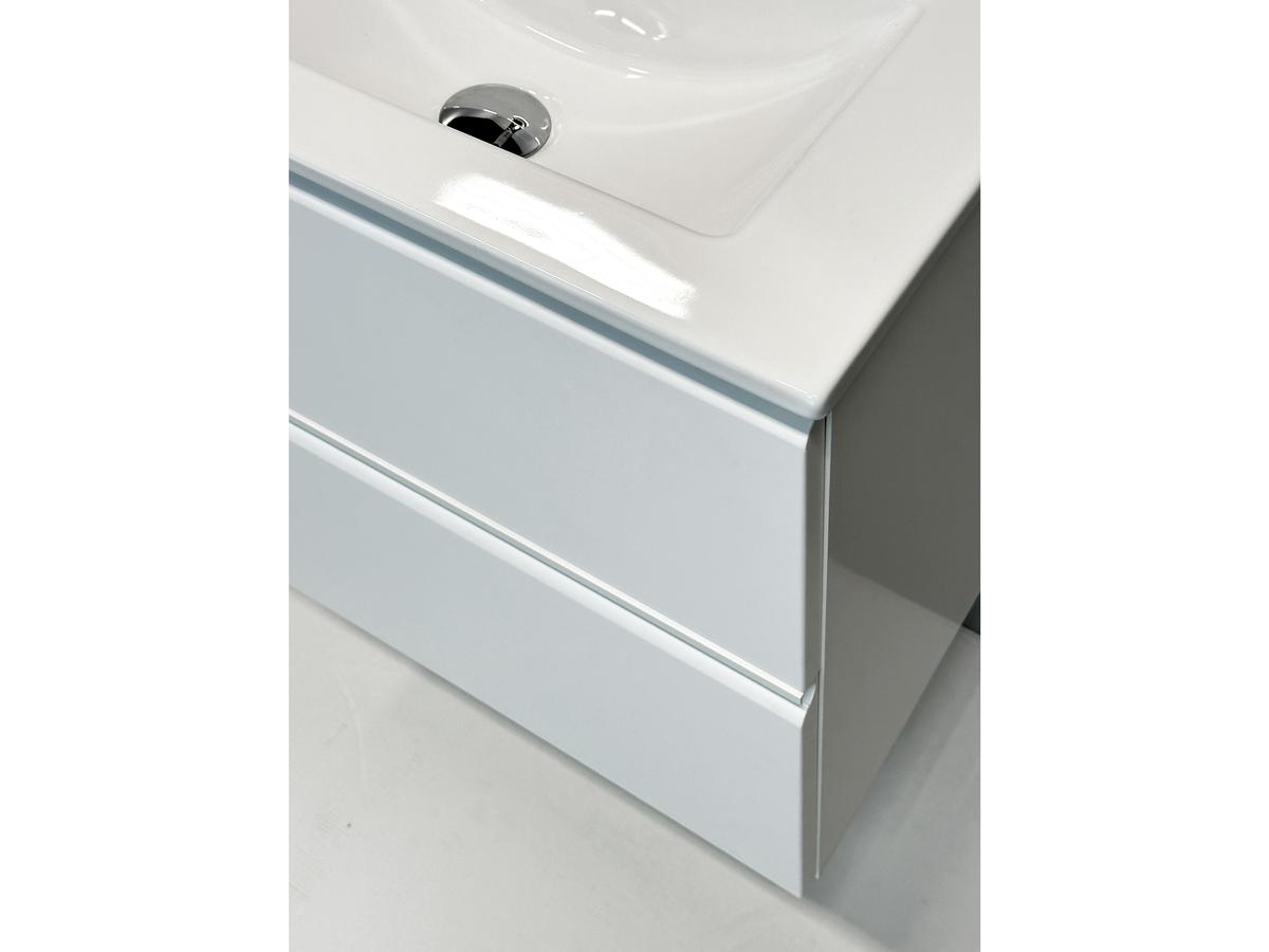 Kame Match Ensemble de meubles de salle de bains avec miroir - Blanc mat - 80x81 cm