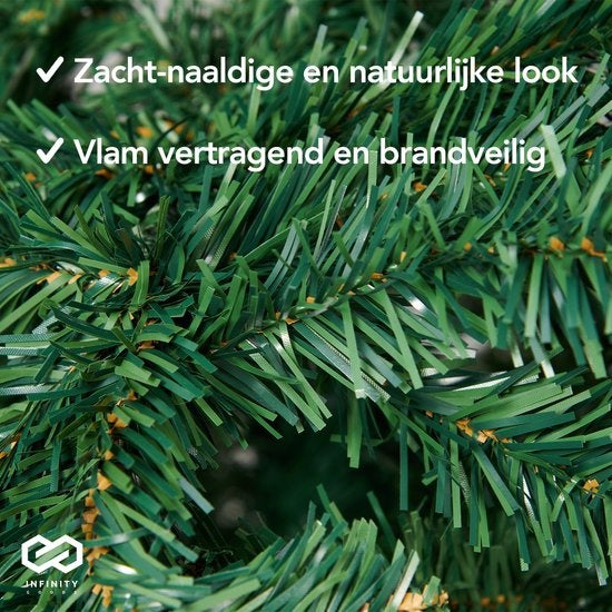 Infinity Goods Artificial Christmas Tree With LED Lights - 210 cm - Arbre de Noël réaliste en plastique - Support en métal - Vert