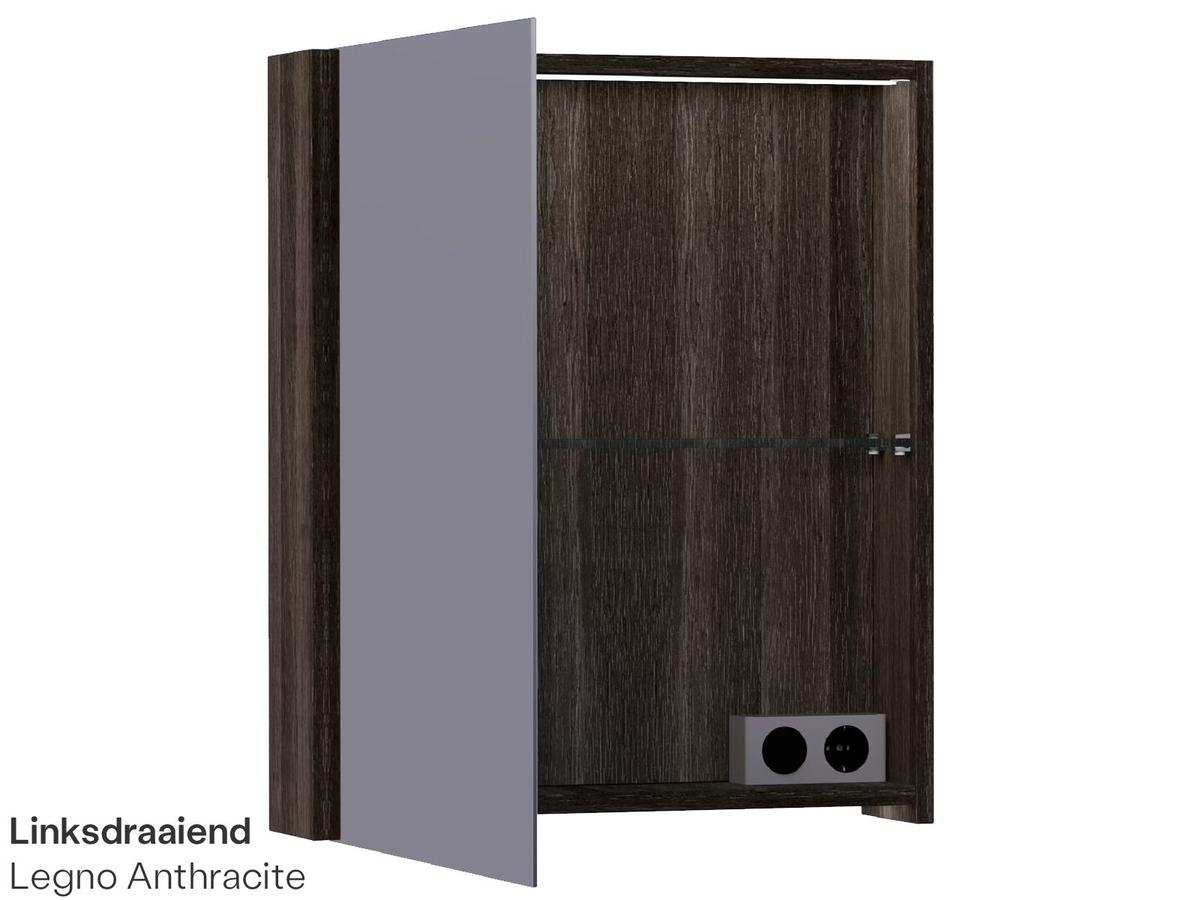 Brauer Dual 60 Armoire de toilette en bois noir - 60 cm - gaucher