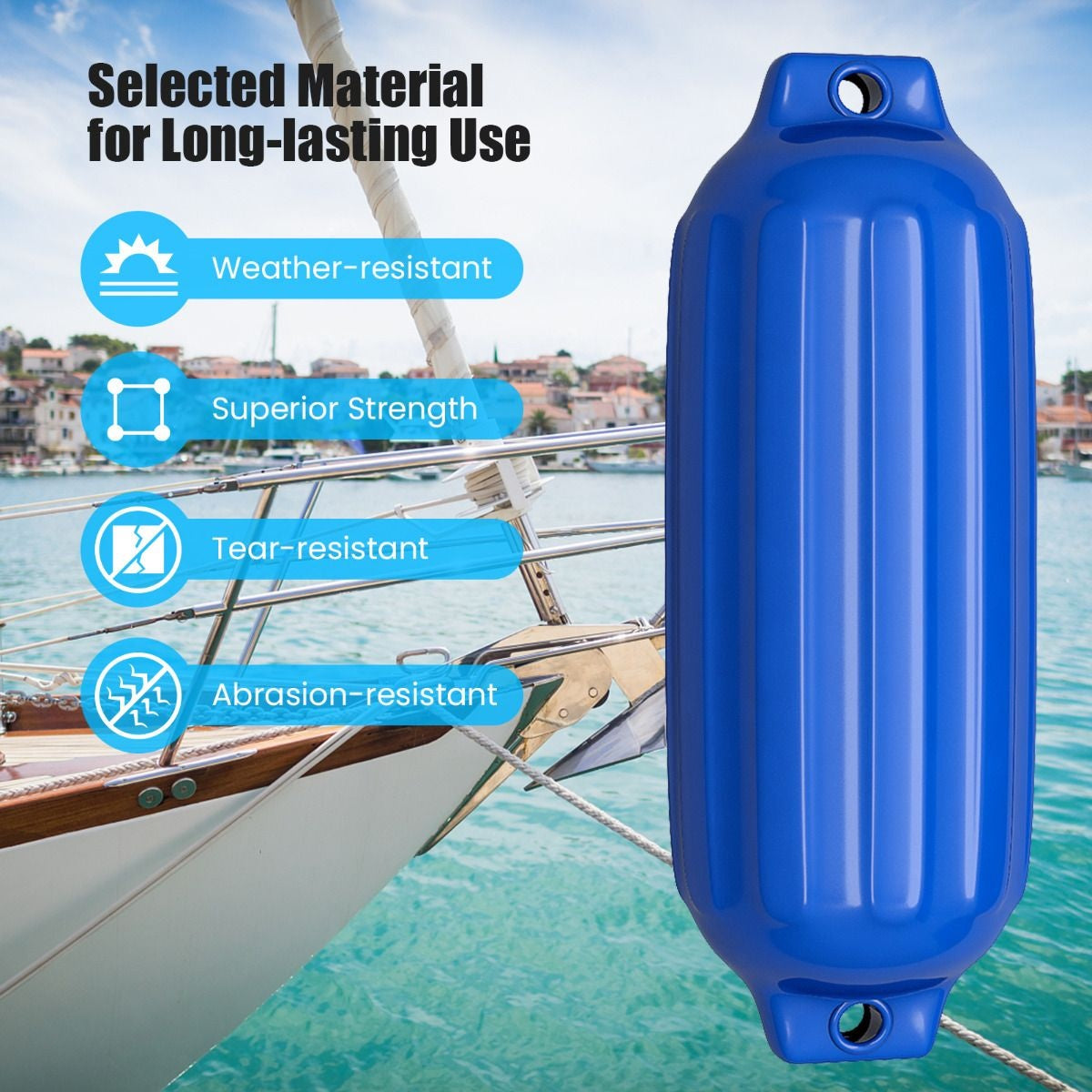 Coast Lot de 4 défenses de bateau - PVC - TYPG1 - Bleu