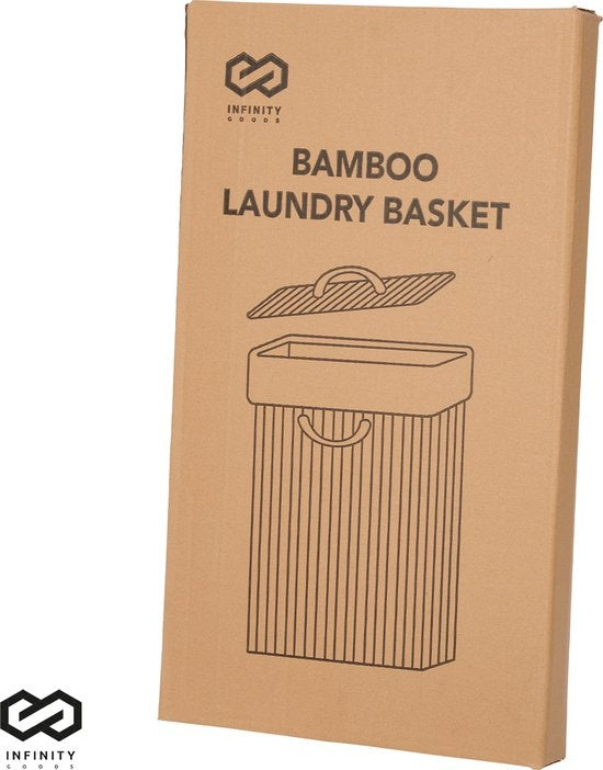 Infinity Goods Panier à linge en bambou avec couvercle - Trieur de linge - Sac à linge en coton lavable - Poignées - 72 litres - Brun naturel