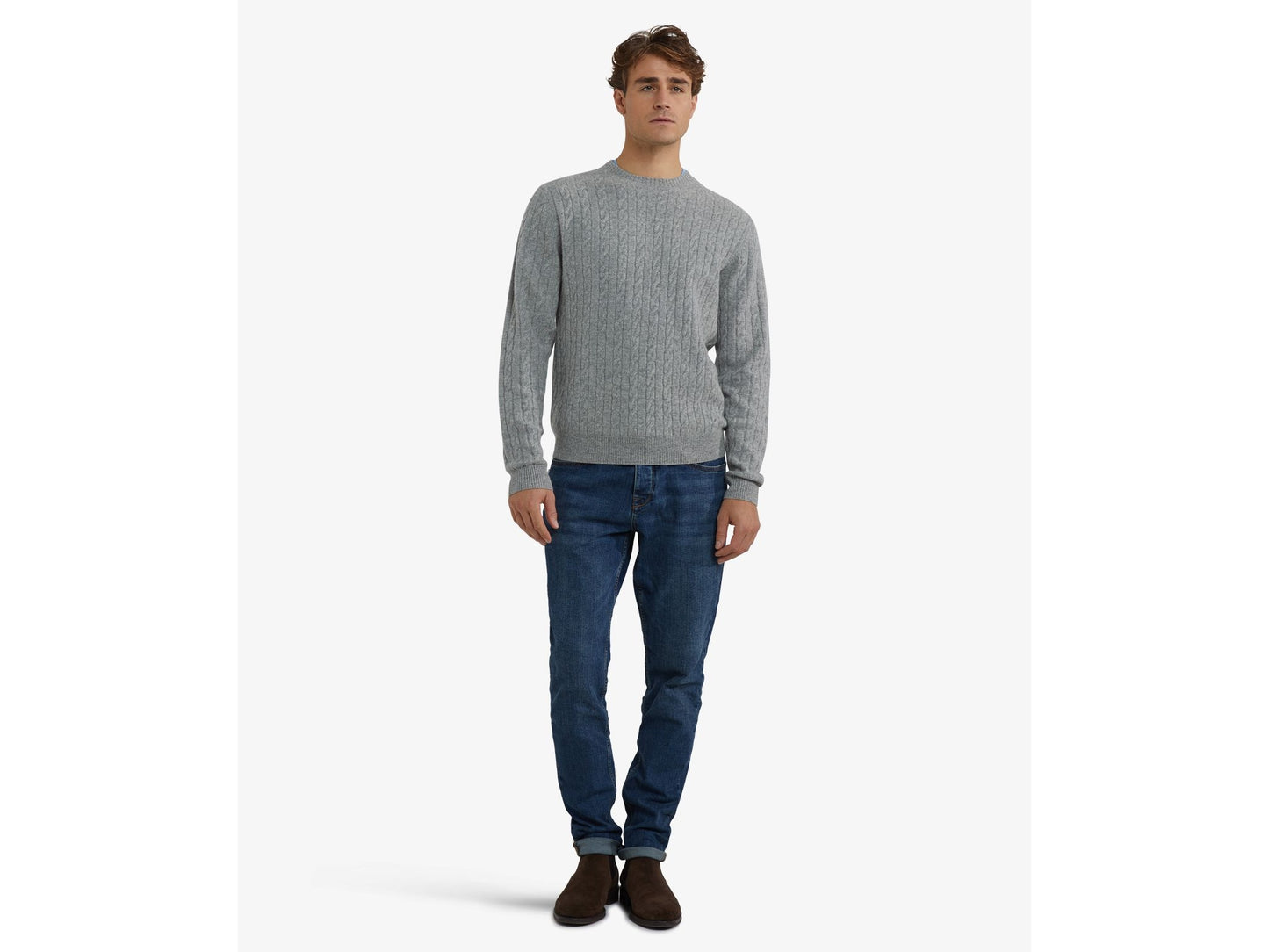 McGregor Cable Crew Neck Sweater Medium Grey Melange - Taille S