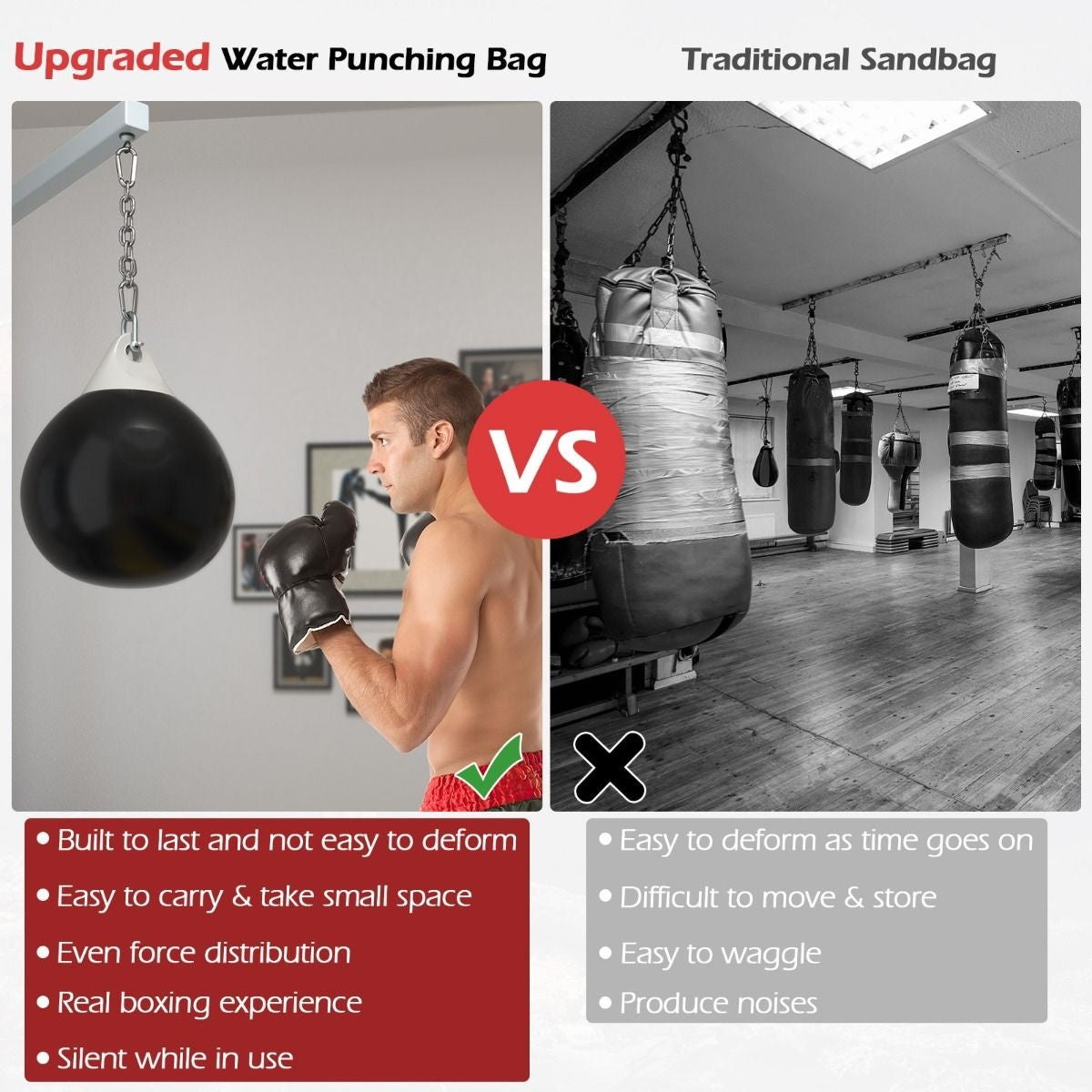 Coast Water Boxing Bag - Remplissable - Max. 50 kg - Ø 45 cm - Noir