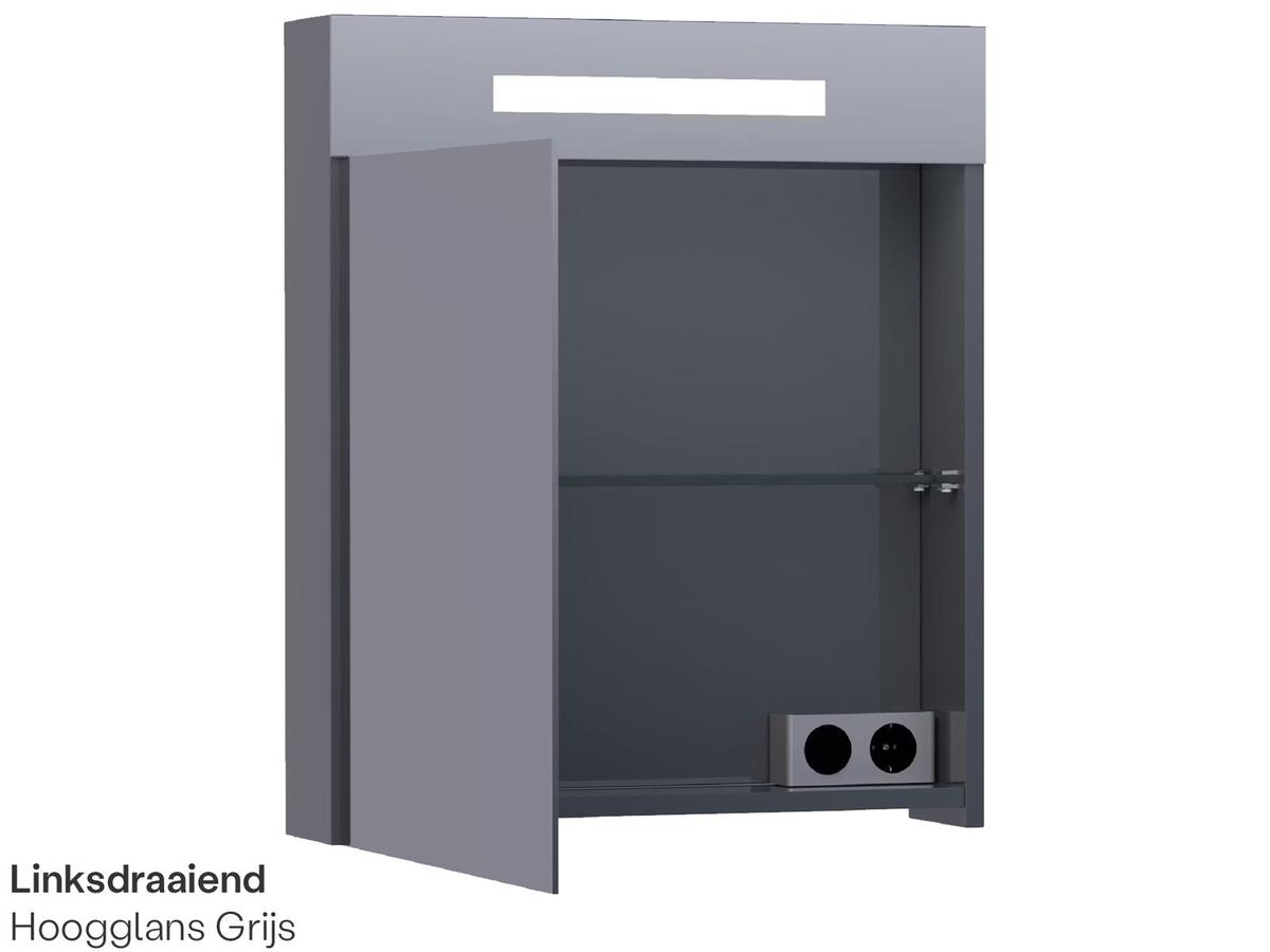 Brauer Double Face 60 Armoire de toilette - 60 cm - Gris brillant - Droitier