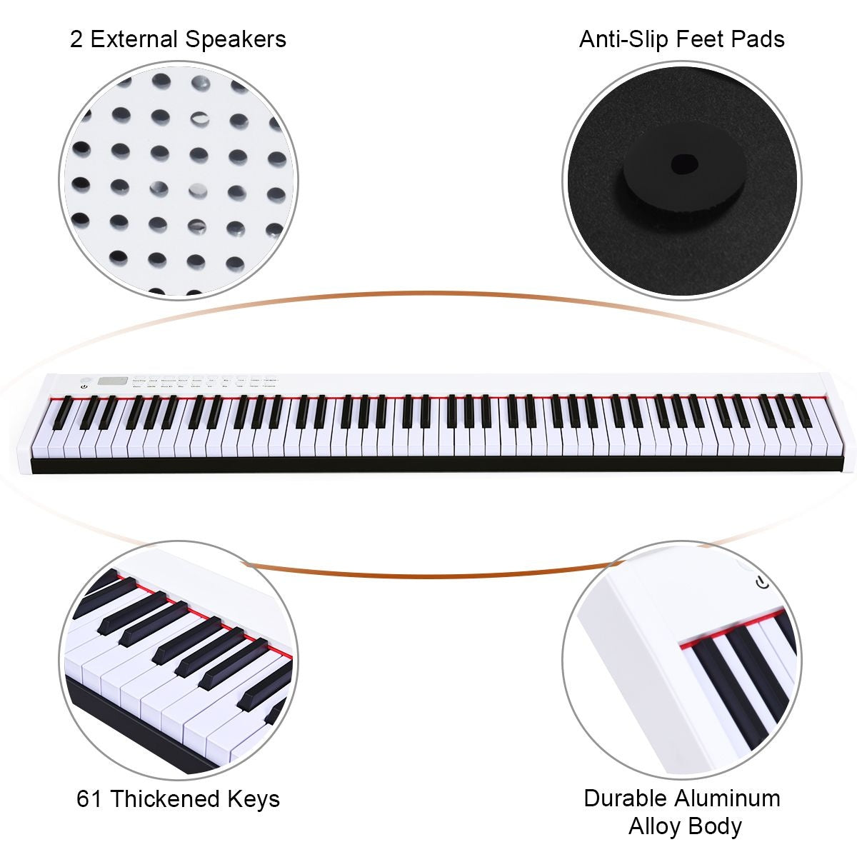 Coast Digital Piano with 88 Keys Portable Includes Bag - White