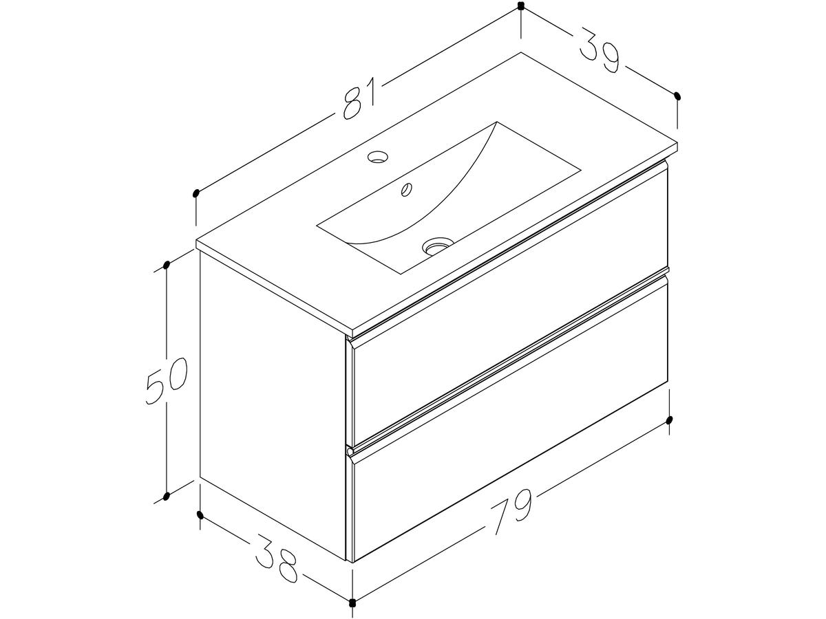 Kame Match Ensemble de meubles de salle de bains avec miroir - Blanc mat - 80x81 cm