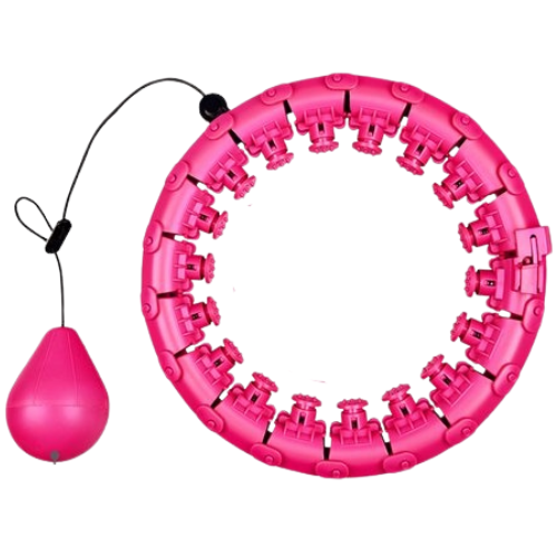 Hula Hoop réglable avec poids - Nuvance - 24 + 5 maillons - eBook inclus - pour adultes et enfants - Rose
