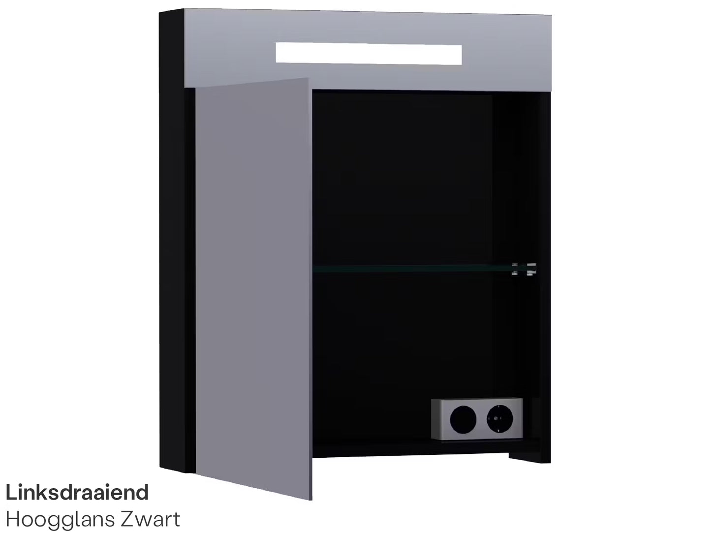 Brauer Double Face 60 Armoire de toilette - Noir brillant - 60 cm - gaucher