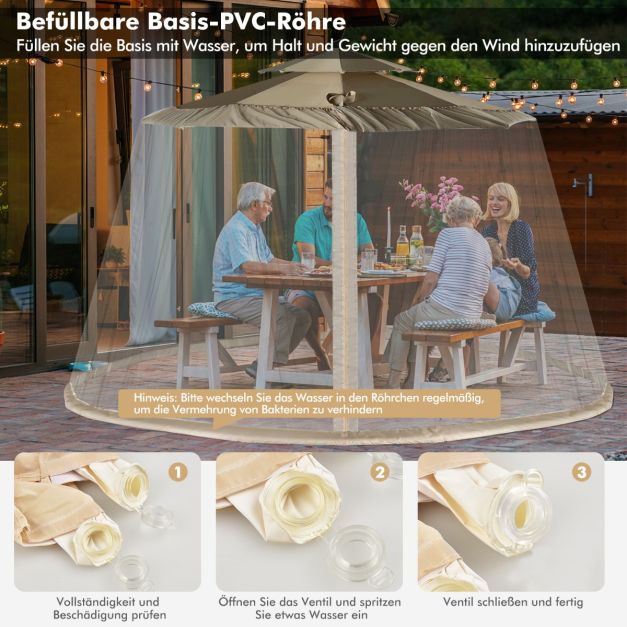 Moustiquaire Coast Parasol - Moustiquaire avec 2 portes et double fermeture éclair 12,5 x 2,3 m - Beige