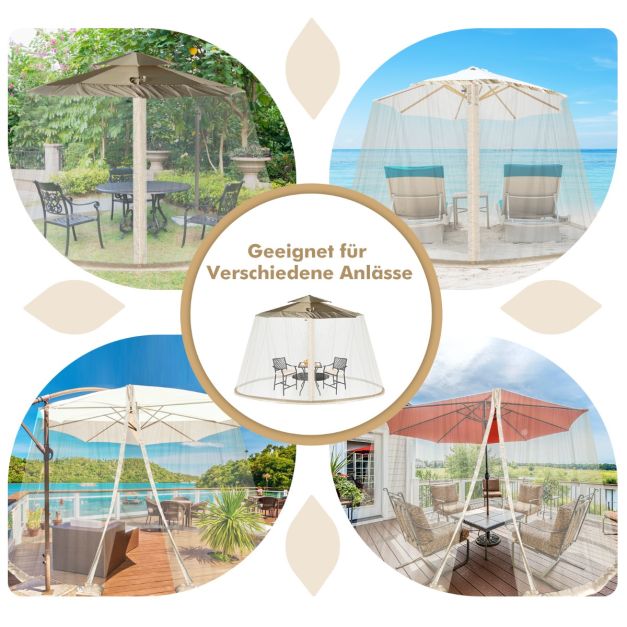 Moustiquaire Coast Parasol - Moustiquaire avec 2 portes et double fermeture éclair 12,5 x 2,3 m - Beige