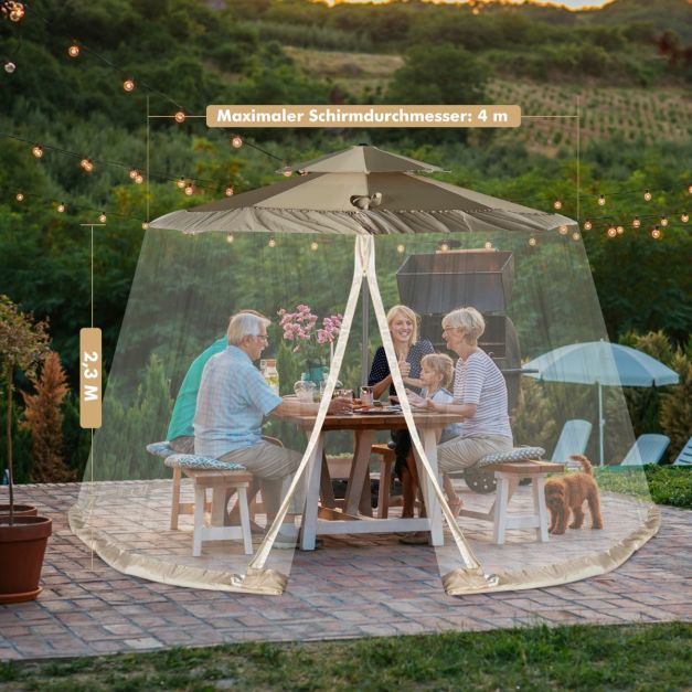 Moustiquaire Coast Parasol - Moustiquaire avec 2 portes et double fermeture éclair 12,5 x 2,3 m - Beige