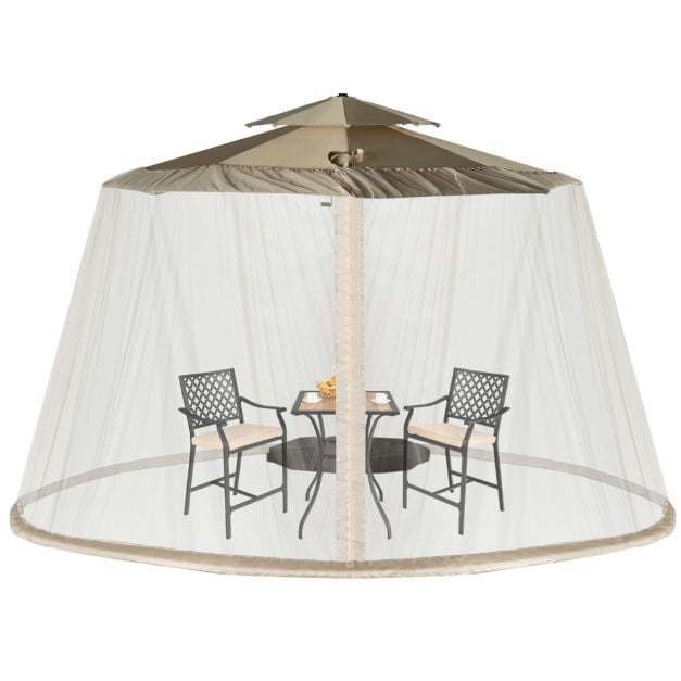 Moustiquaire Coast Parasol - Moustiquaire avec 2 portes et double fermeture éclair 12,5 x 2,3 m - Beige