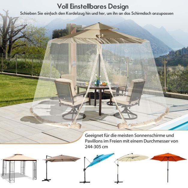 Moustiquaire Coast Parasol - Moustiquaire avec 2 portes et double fermeture éclair 12,5 x 2,3 m - Beige