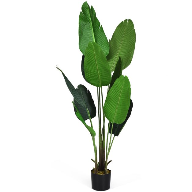 Palmier Tropical Artificiel Coast - 160 cm - Plante décorative d'intérieur - Pot noir
