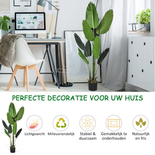 Palmier Tropical Artificiel Coast - 160 cm - Plante décorative d'intérieur - Pot noir