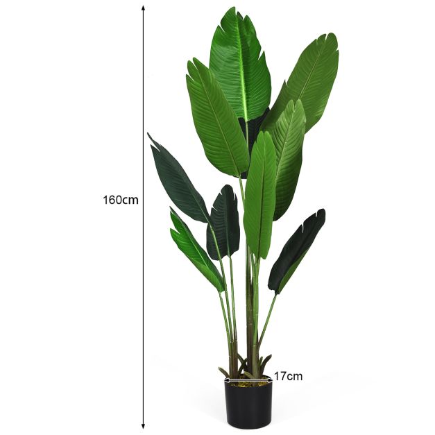 Palmier Tropical Artificiel Coast - 160 cm - Plante décorative d'intérieur - Pot noir
