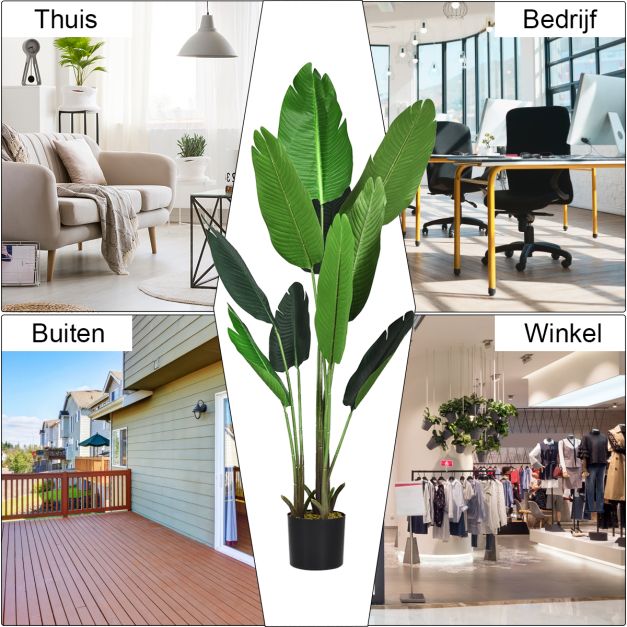 Palmier Tropical Artificiel Coast - 160 cm - Plante décorative d'intérieur - Pot noir
