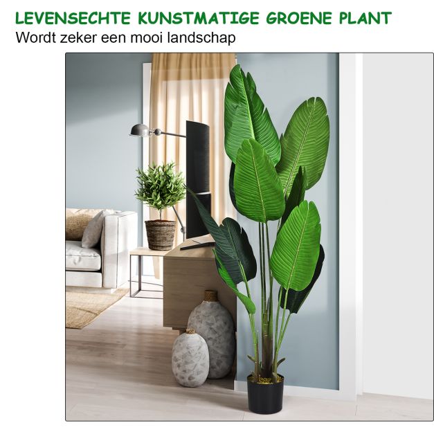 Palmier Tropical Artificiel Coast - 160 cm - Plante décorative d'intérieur - Pot noir