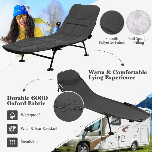Lit de camping Coast - pliable - matelas amovible - 194 x 69 x 29 cm - gris