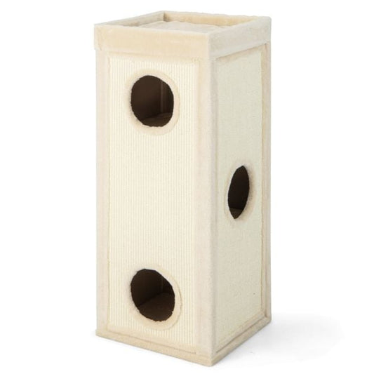 Coast Scratcher 4-Layer - Maison pour chat avec 3 terriers et coussins 40 x 40 x 99 cm - Naturel