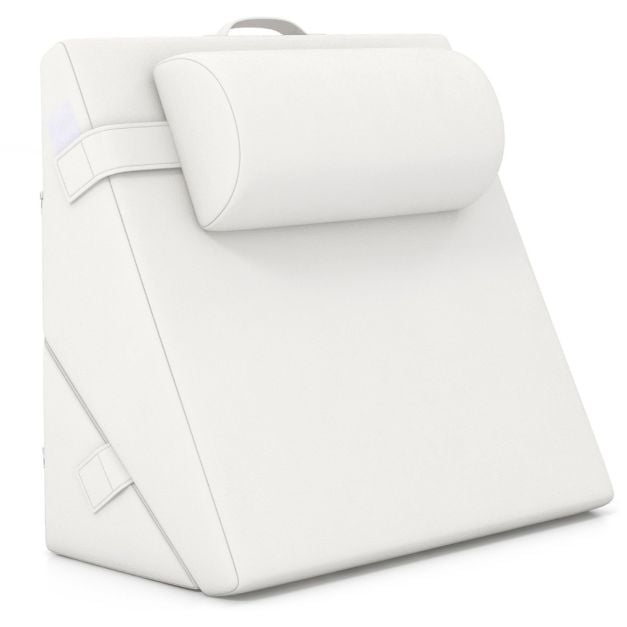 Coast Wedge Cushion Off White - 3-Piece Adjustable Backrest with Headrest and Memory Foam - 57 x 30 x 53 cm