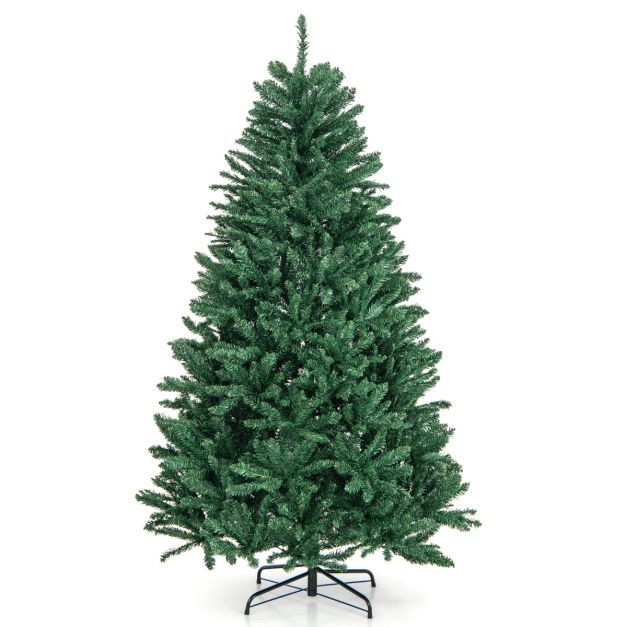 Arbre de Noël Artificiel 180cm avec Support Métallique Pliable Arbre d'Art en PVC Arbre Décoratif avec 1355 Pointes Vertes