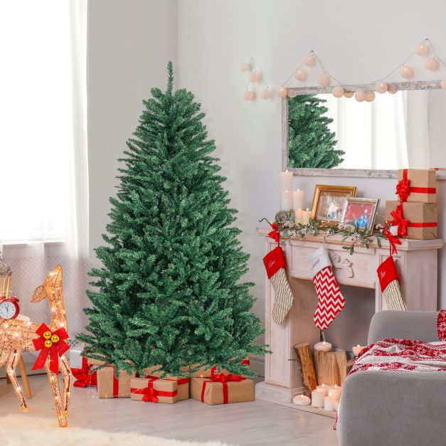 Arbre de Noël Artificiel 180cm avec Support Métallique Pliable Arbre d'Art en PVC Arbre Décoratif avec 1355 Pointes Vertes