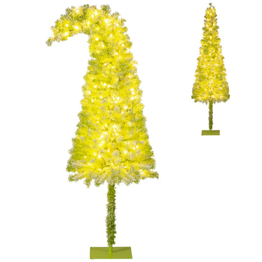 Coast Arbre de Noël artificiel avec lumières et neige - 50 x 180 cm - avec sommet pliable et 120 lumières LED blanc chaud et 8 modes d'éclairage - pour le thème de Noël et de l'hiver - PVC vert neige et métal