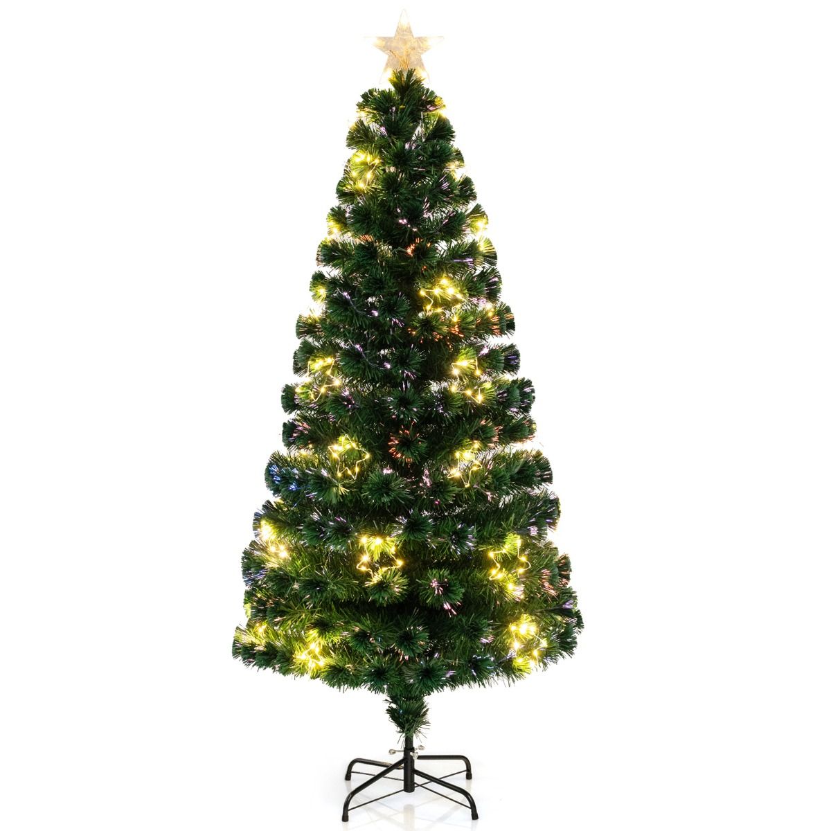 Coast Artificial Christmas Tree 180 cm Green - Fibreglass Lighting - 36 Warm White Lights - Top Star - Metal Stand