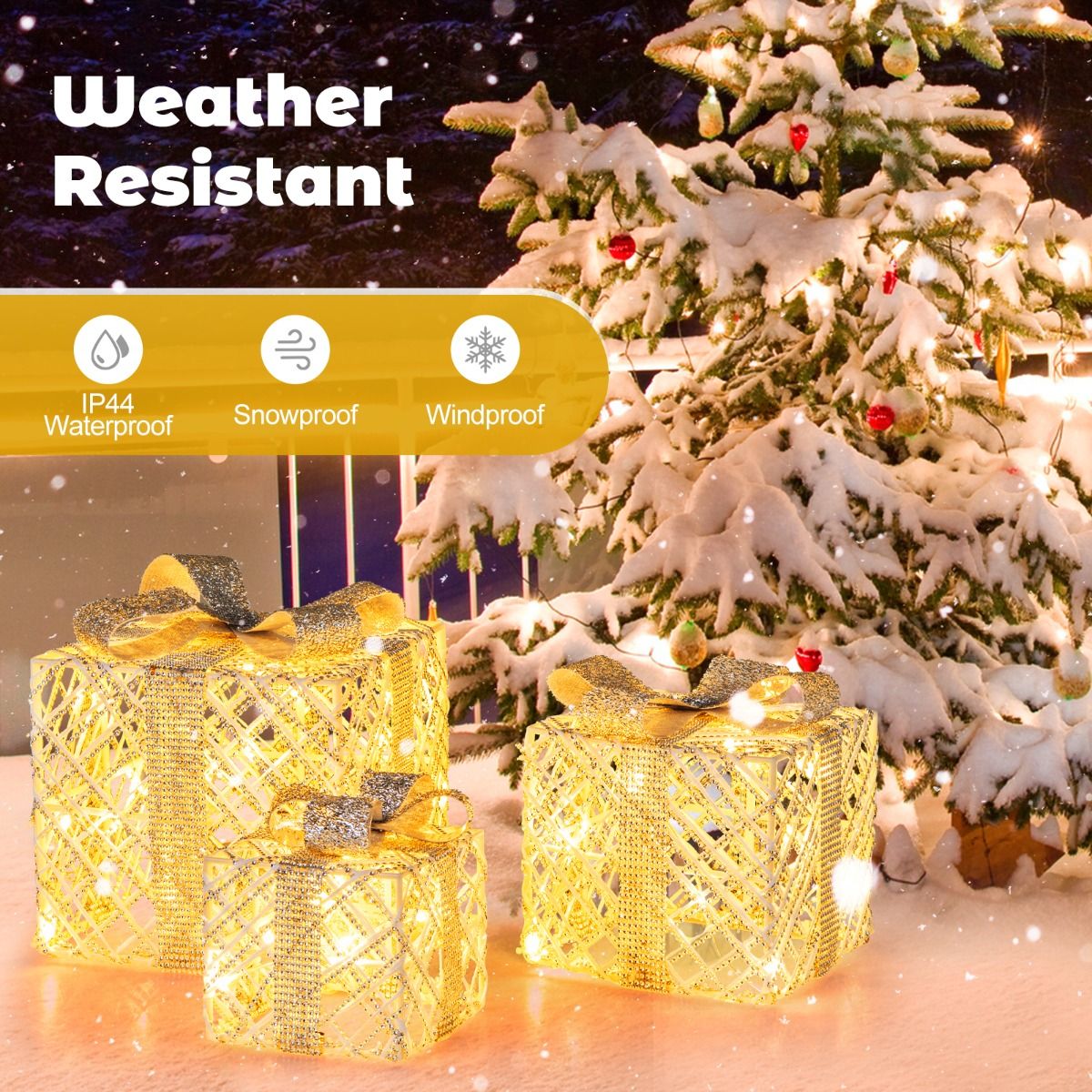 Coffret cadeau LED Coast 3 pièces - blanc chaud - blanc - 25×25×23 / 20×20×18 / 15×15×13 cm