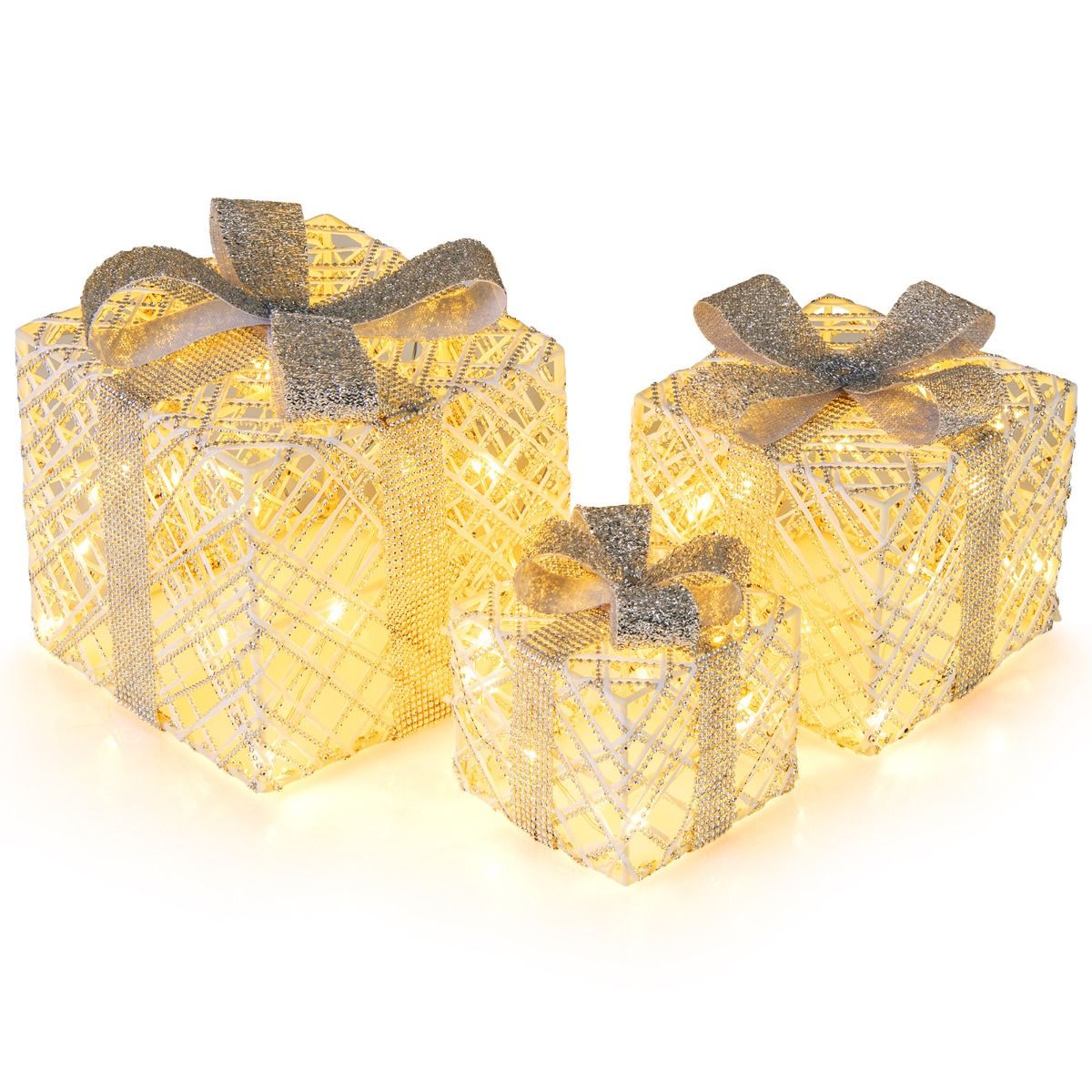 Coffret cadeau LED Coast 3 pièces - blanc chaud - blanc - 25×25×23 / 20×20×18 / 15×15×13 cm