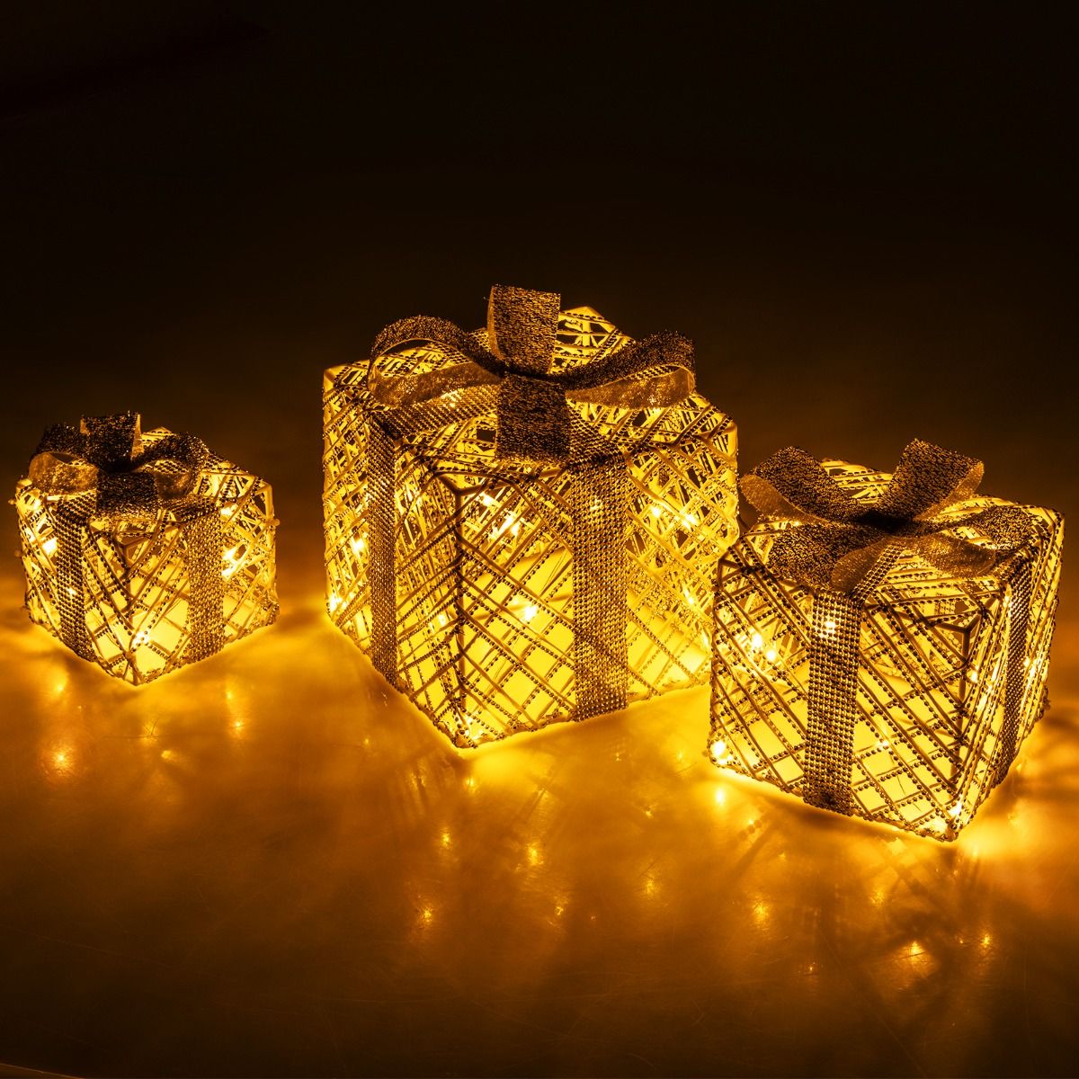 Coffret cadeau LED Coast 3 pièces - blanc chaud - blanc - 25×25×23 / 20×20×18 / 15×15×13 cm