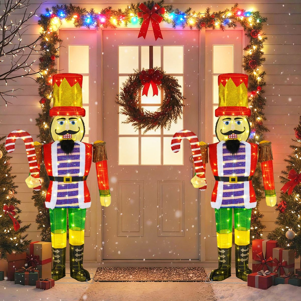 Soldat Casse-Noisette illuminé Coast 170 cm Blanc chaud - 110 LED - Rouge/Noir - 70 x 30 x 170 cm