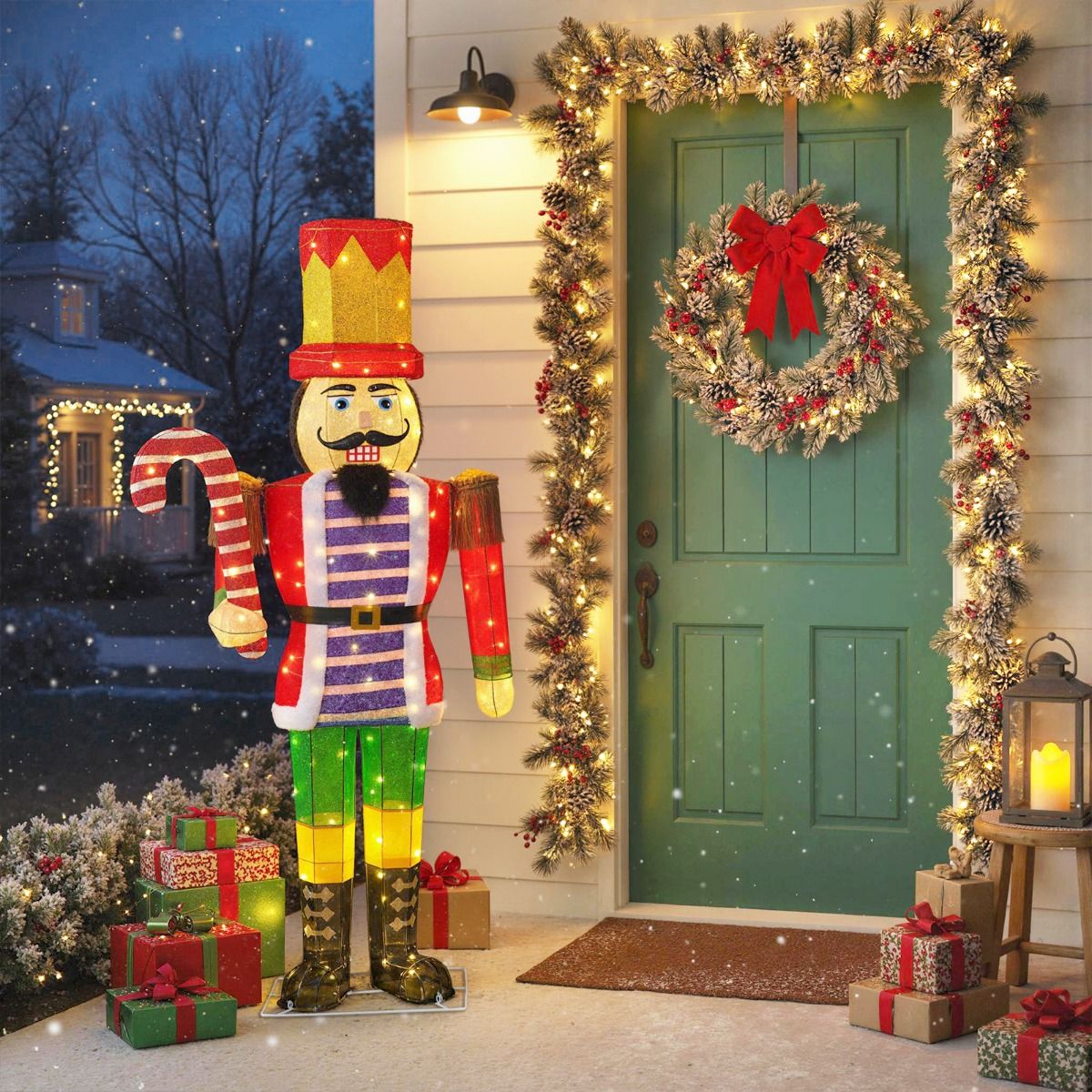 Soldat Casse-Noisette illuminé Coast 170 cm Blanc chaud - 110 LED - Rouge/Noir - 70 x 30 x 170 cm