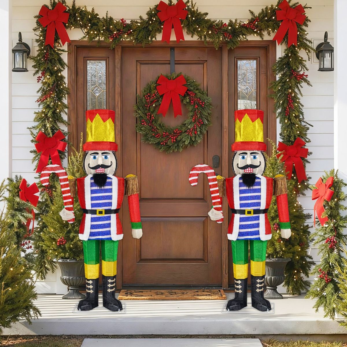 Soldat Casse-Noisette illuminé Coast 170 cm Blanc chaud - 110 LED - Rouge/Noir - 70 x 30 x 170 cm