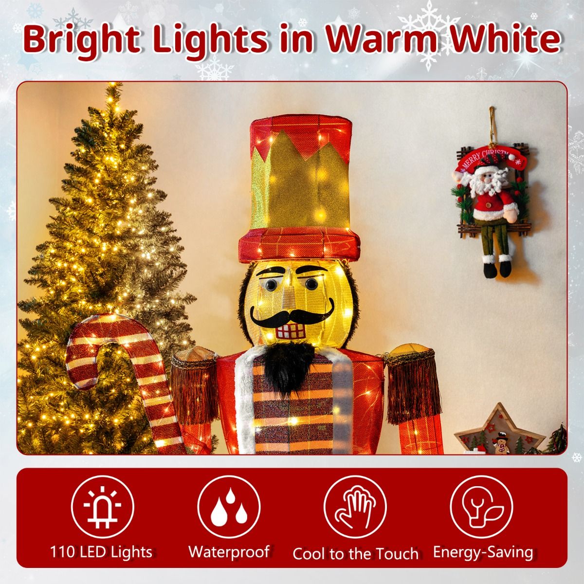 Soldat Casse-Noisette illuminé Coast 170 cm Blanc chaud - 110 LED - Rouge/Noir - 70 x 30 x 170 cm