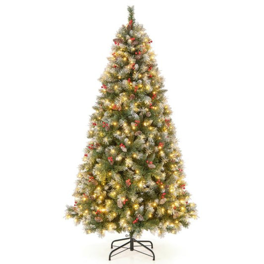 Cost - Arbre de Noël artificiel avec lumières - 420 Led Lights - Blanc/Vert - 195x106 cm